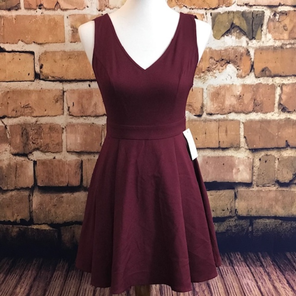 After Market Burgundy Open Back Dress, NWT
